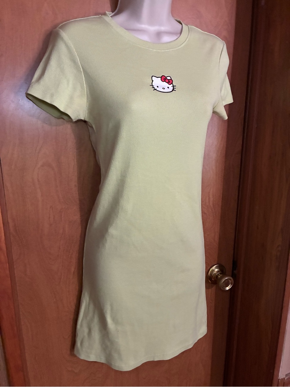 Hello Kitty Y2K Green Baby Tee Dress with Chest Patch medium